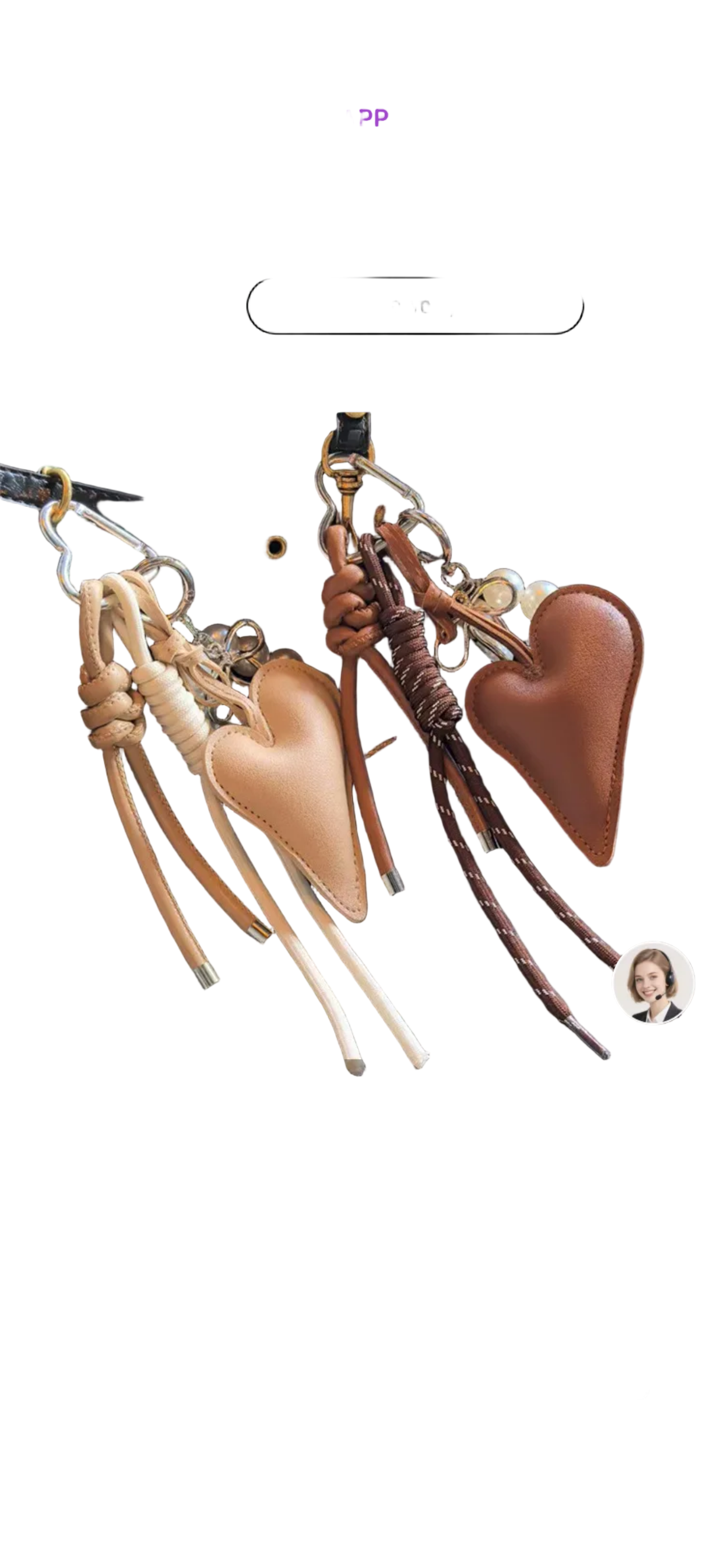 Heart-shaped, pink, white, and black keychain